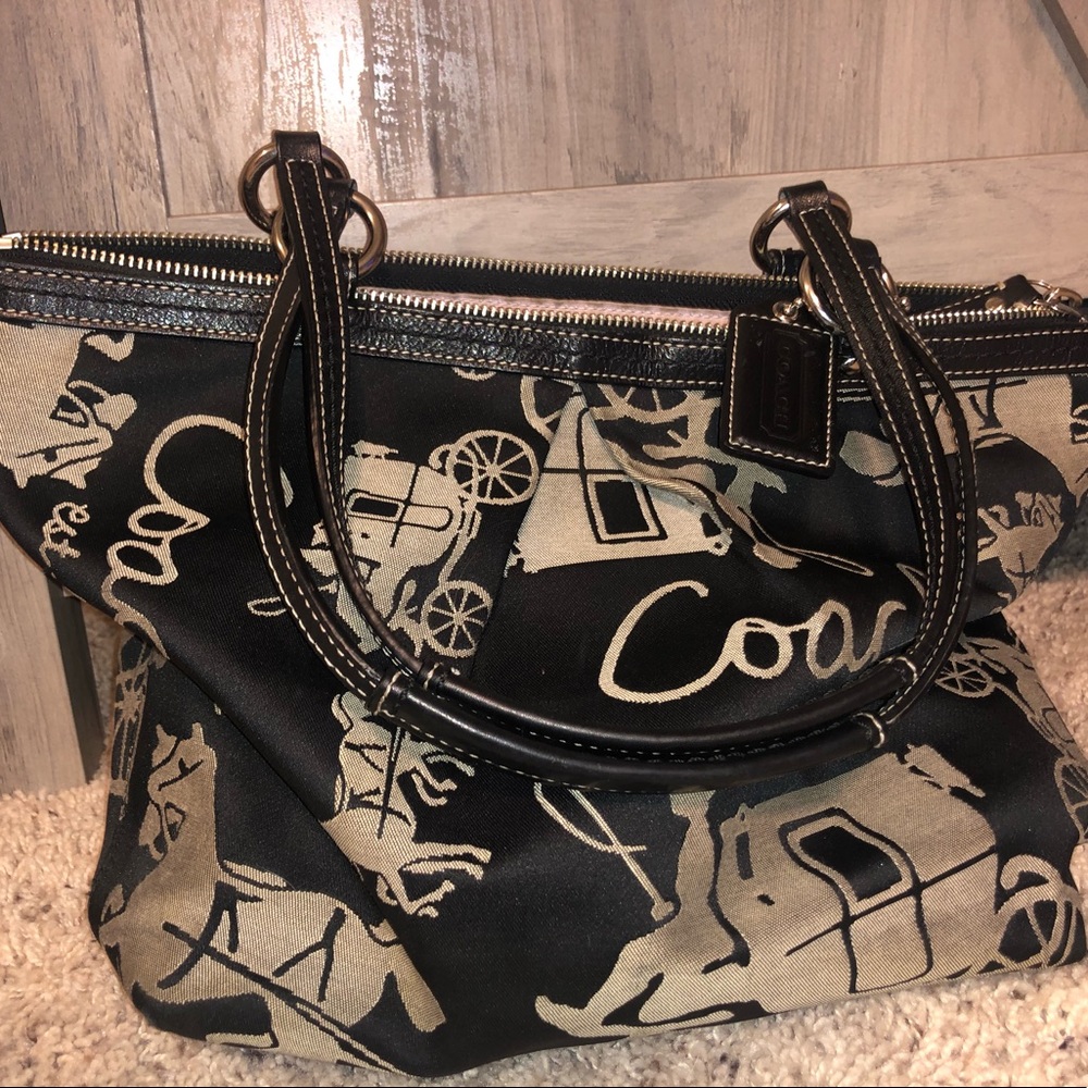 Coach black & light pink purse